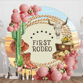Aperturee - Aperturee Cowboy Desert First Rodeo Round Birthday Backdrop